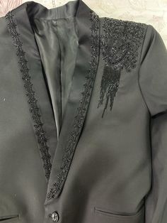 Black Suit For Men, Wedding Suits Men Black, Men Embroidery, Embroidery Jacket, Suit For Men, Suits Men, Stylish Suit