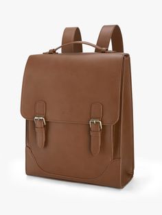 The Verbena Vintage Laptop Backpack highlights a multi-functional design that embodies modern vintage. Its structured spacious silhouette in brown vegan leather with delicate flap & gold-tone hardware enhances the timeless beauty. The front and back pockets can help carry daily essentials. Besides, the back pocket can be opened from the bottom so you can attach your bag to the luggage when traveling. With detachable and adjustable shoulder straps, this vegan vintage bag for women can be carried Classic Backpack With Flap For Daily Use, Classic Flap Backpack For Daily Use, Classic Backpack With Detachable Strap For Daily Use, Everyday Flap Satchel With Hasp Closure, Classic School Backpack With Detachable Strap, Classic Backpack With Flap For Everyday Use, Classic Flap Backpack For Everyday Use, Classic Satchel Backpack With Hasp Closure, Classic Leather Backpack With Hasp Closure For Daily Use