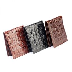 Material: Alligator genuine leather desingColor: Black / Dark Brown / Light BrownProduct dimensions: L x H 4.5" X 3.5" approx Leather Bifold Wallet, European Designs, Bifold Wallet, Trifold Wallet, Leather Design, Tanning, Dark Black, Alligator, Light Brown