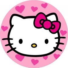 a hello kitty sticker with hearts on it