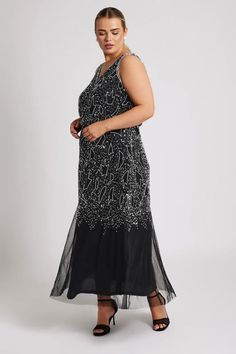 Shop LUXE Curve Black Sequin Embellished Maxi Dress at Yours Clothing. Discover women’s plus size clothing in sizes 10-36 with fast delivery. Party Dress Sale, Embellished Maxi Dress, Evening Dresses Plus Size, Plus Size Black, Shop Maxi Dresses, Wedding Party Dresses, Black Sequins, Curvy Fashion, Guest Dresses