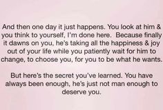 a poem written in black and white with the words,'and then one day it just happens you look at him & you think you think to yourself, i'm