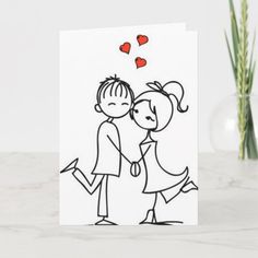 an anniversary card with a drawing of two people kissing