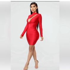 Nwot , Sexy , Stylish, Stretchable, Stunning And Good Quality Mini Long Sleeve Dress Flirty Long Sleeve Midi Dress For Club, Red Long Sleeve Mini Dress, Flirty Style, Red Long Sleeve Mini Dress In Flirty Style, Red Long Sleeve Mini Dress Flirty Style, Elegant Red Club Dress, Red Knee-length Mini Dress For Club, Red Knee-length Club Mini Dress, Elegant Red Mini Dress For Club, Red Bodycon Dress For Going Out