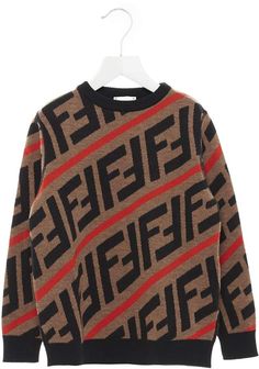 Fendi Sweater Designer Brown Sweater For Winter, Designer Brown Sweater For Fall, Fendi Sweater, Fendi Kids, Clothing Pieces, Easy Street, Knitting For Kids, Jacket Design, Fendi Bags