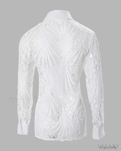 Lasaky - Eyelet Embroidered Long Sleeve Button Down Shirt Fitted Embroidered Button-up Shirt, Fitted Embroidered Collared Shirt, Embroidered Long Sleeve Formal Tops, Embroidered Long Sleeve Tops For Formal Occasions, Embroidered Collared Tops For Formal Occasions, Elegant Long Sleeve Embroidered Shirt, Fitted Embroidered Collared Tops, Elegant Collared Top With Floral Embroidery, Fitted Formal Shirt With Floral Embroidery