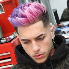 men new hair color 2018 Dyed Hair Men, Dyed Hair Pastel, Brown Ombre Hair, Mohawks, Dyed Blonde Hair, Men Hair Color, Lavender Hair