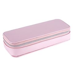 a pink case with zippers on the inside