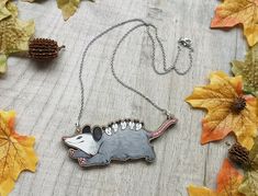 Opossum Statement Wooden Necklace Kitsch Cottagecore - Etsy Panda Jewelry, Just Good Friends, Nitty Gritty, Trash Panda, Wooden Necklace, Cute Necklace, Gorgeous Necklaces, Walnut Wood