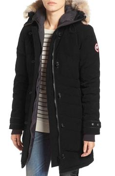 CANADA GOOSE LADIES LORETTE PARKA STYLE 2090L - BLACK - SIZE XS X-SMALL Canada Goose Jacket, Canada Goose Parka, Canada Goose Women, Black Parka, Fur Trim Coat, Coyote Fur, Parka Style, Trim Jacket, Womens Parka