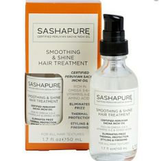 Sashapure Smoothing & Shine Hair Treatment 1.7 Oz New In Box This Exclusive Multiuse Styling And Nishing Treatment Smooths, Softens, And Straightens Without Drying Or Buildup, And Delivers Immediate, Longterm Protection From Damage, Tangles, Frizz, Humidity, And Thermal Heat. An Optimal Blend Of Handpicked, Certied Organic, Wildcrafted Ingredients Creates Visibly Silkier, Healthier, More Resilient Hair With Miraculous Shine And Incredible Bounce. Sacha Inchi Oil, Sacha Inchi, Styling Wand, Travel Shampoo, Shine Hair, Ag Hair Products, Thermal Heat, Cleansing Conditioner, Hair Tape