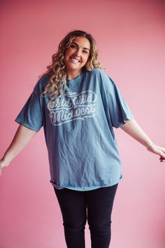 This t-shirt is SO comfortable and soft! It has the cozy oversized fit that we all know and love. Comes in two sizes, model is wearing a M/L but could also wear a S/M depending on how you want it to fit! This is your new favorite t-shirt, we promise :) Comfy Oversized Top With Letter Print, Comfy Relaxed Fit Short Sleeve Tops, Oversized Pre-shrunk T-shirt For Loungewear, Comfy Cotton Tops With Graphic Print, Oversized Soft-washed Relaxed T-shirt, Oversized T-shirt For Loungewear, Oversized Soft-washed T-shirt For Loungewear, Oversized Soft-washed Comfortable T-shirt, Women Encouragement