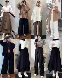 outfit kampus Outfit Ideas Muslim, Mix And Match Outfits Hijab, Mix Match Outfits, Muslim Outfits Casual