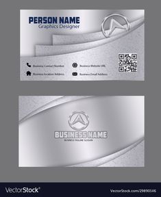 two business cards with an abstract design and the letter n on it, in silver color