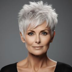 20 Haircuts for Women Over 60 in 2024: Timeless Styles for Confidence Short White Hair, Short Spiked Hair, Short Sassy Haircuts, Short Silver Hair, Haircuts Ideas, Short Hair Pixie Cuts, Spiked Hair, Choppy Hair, Messy Short Hair