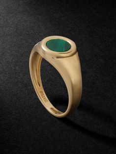 MATEO Gold Malachite Signet Ring for Men Men’s Gemstone Rings, Luxury Green Signet Ring With Polished Finish, Formal Malachite Gemstone Rings, Emerald Signet Ring With Polished Finish, Signet Ring For Men, Man Jewelry, Men Rings, Malachite Jewelry, Cycling Accessories