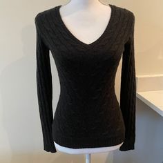 Ralph Lauren Black Label Cashmere Sweater Slim Fit Very Good Condition Extra Small Charcoal Black Ralph Lauren Sweater, Ralph Lauren Luxury Long Sleeve Sweater, Luxury Long Sleeve Ralph Lauren Sweater, Ralph Lauren Cotton Long Sleeve Sweater, Black Cashmere V-neck Top, Ralph Lauren Black Label, Black Label, Cashmere Sweaters, Cashmere