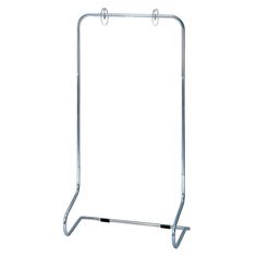 a metal clothing rack with two hooks on each side and one hook at the bottom