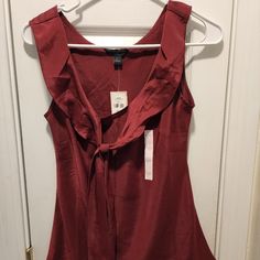 Welcome! I Bought This At Banana Republic And Never Wore! 100% Polyester Made In Philippines Measurements Lying Flat: From Armpit To Armpit Around 17.5" From Top To Bottom About 24" Maroon Dress, Tie Blouse, Tank Dress, Philippines, Banana Republic, Top Blouse, Womens Tops, Tags, Red