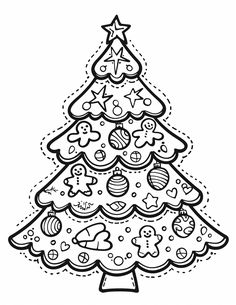 a black and white christmas tree with ornaments