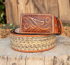 2 inch width unique handcrafted rope thread western leather stamped belt Rustic Hand Tooled Adjustable Belts, Rustic Hand Tooled Adjustable Belt Buckles, Traditional Adjustable Concho Belt, Handmade Adjustable Western Belt Buckles, Handmade Brown Western Belt, Rustic Adjustable Belt With Concho Detail, Rustic Adjustable Concho Belt, Artisan Belts With Concho And Adjustable Fit, Artisan Concho Belts With Adjustable Fit