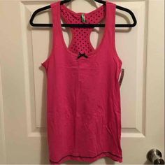 New With Tags, Never Worn. Size: Medium. Color: Pink With Black Polka Dot Detail Inside. Brand: Honeydew. Very Comfy And Cute! Pink Racerback Tank Top For Loungewear, Pink Racerback Top For Loungewear, 2000s Clothing, Pink Tank, Virtual Closet, Pink Tank Top, Girly Fashion, Honeydew, Black Polka Dot