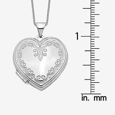 Features: Quick ShipJewelry Closure: Spring Ring ClaspLink Construction: SolidShape: HeartMetal Color: WhiteChain Length: 18 InchChain Width: .5 MillimetersPendant Length: 27mmPendant Width: 22mmChain Construction: BoxCare: Hand WashMetal: 14k White GoldNecklace Type: Locket NecklacesCountry of Origin: Imported Valentine's Day Fine Jewelry Locket, Elegant Heart Cut Locket Necklace For Mother's Day, Elegant Locket Necklace For Valentine's Day Anniversary, Anniversary Heart Necklace With Locket, Anniversary Heart Cut Locket Necklace, Fine Jewelry Heart-shaped Locket, Fine Jewelry Heart Locket, Fine Heart-shaped Locket Jewelry, White Gold Heart Locket Necklace For Anniversary