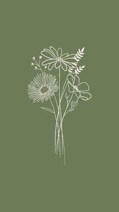 three flowers are shown in white on a green background with the words,'i love you