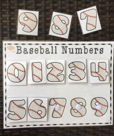 the numbers are made up of baseballs on paper and placed next to each other