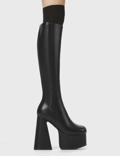 Hate You Platform Knee High Boots Platform Knee High Boots, Platform Creepers, Skull Accessories, Creepers Shoes, Chunky Sandals, Platform Boots, Black Faux Leather, Mary Jane Sneaker, Platform Sandals