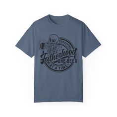 ✨🍺 Introducing our "Surviving Fatherhood One Beer at a Time" Father's Day T-Shirt! 🍺✨ 🎉 Celebrate Father's Day with a touch of humor by gifting this custom tee that proudly says, "Surviving Fatherhood One Beer at a Time"! 🎉 💖 Crafted from 100% ring-spun cotton, this garment-dyed t-shirt offers unbeatable softness and comfort, perfect for dads everywhere. 💖 😌 The soft-washed fabric ensures extra coziness, making this tee an ideal choice for everyday wear. 😌 💪 With double-needle stitching Funny Custom Print T-shirt For Father's Day, Funny Screen Print T-shirt For Father's Day, Father's Day Graphic Tee With Custom Print, Father's Day Custom Print Graphic Tee, Funny Father's Day T-shirt With Screen Print, Blue Father's Day T-shirt With Screen Print, Beer Theme, Custom Tee, Father's Day T Shirts