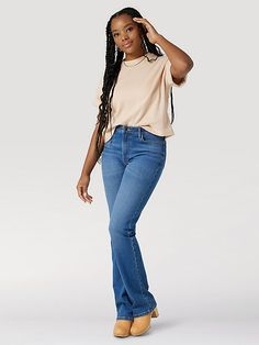 AT THE PEAK OF TIMELESS STYLE AND VERSATILITY A staple in the Wrangler® assortment and a staple in women's closets around the world. These Wrangler women's straight leg jeans are crafted with a figure-flattering high rise that contours your curves with a comfortable, no-gap waistband. The classic straight leg silhouette extends from the thigh through the hem for an opening that fits snugly around boots, heels, sandals, and sneakers. Versatile, year-round style reaches its peak with these timeles Wrangler Women, Boots Heels, Wrangler Jeans, The Peak, Heels Sandals, Women's Jeans, Timeless Style, Straight Leg Jeans, Leg Jeans