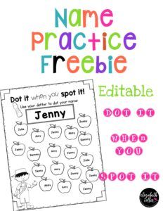 the name practice worksheet for children to learn