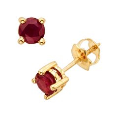 For a hint of elegance, add these alluring stud earrings to your attire.Earring Details:     Diameter: 4 mm     Backings: screw-on, screw-off     Metal: 14k gold     Features: colored gem report Stone Details:     IGL certified     Stone type: genuine ruby     Total weight: 2/3 ct.     Cut: round     Setting: prong Gemstones may have been treated to enhance their appearance. Special care may be required. Please note, due to the high value of this item, a signature may be required upon delivery. Ruby Stud Earrings, Ruby Earrings Studs, Anime Makeup, Romantic Jewellery, Gold Stud Earrings, Ruby Earrings, Ruby Jewelry, Earrings Red, Colored Gems