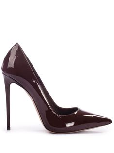 chocolate brown leather patent finish pointed toe slip-on style branded leather insole high stiletto heel leather sole Platform Pointed Heels, So Kate Louboutin Zendaya, Brown Heels Outfit, Leopard Office, Kate Louboutin, So Kate Louboutin, Silk Heels, Leather Shoes For Women, Fall Heels