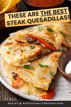 there is a plate with quesadillas on it