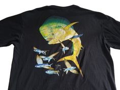 Guy Harvey Bull Dolphin Mahi Flying Fish long-sleeve Black T-Shirt Men 2XL Sail Black T Shirt Men, Flying Fish, Mahi Mahi, Black T Shirt, Black Tshirt, Fish