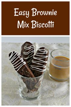 These crispy chocolate cookie start with a brownie mix studded with chocolate chips and walnuts then adds a few simple ingredients, and finishes them off by dipping in chocolate. #biscotti #cookies Brownie Biscotti, Cake Mix Biscotti Recipe, Biscotti Chocolate, Easy Biscotti Recipe, Biscotti Recipes, Nuts And Chocolate, Almond Biscotti Recipe, Chocolate Biscotti, Easy Brownie