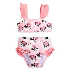 Minnie Mouse Swimsuit, Minnie Mouse Outfits, Pink Two Piece, Pink Swim, Minnie Mouse Pink, Swimsuit Design, Pink Swimsuit, Baby Disney, Disney Store