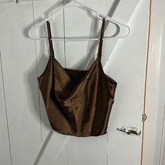 Never Worn Super Cute Satin Crop Top, Brown Satin, Shein Tops, Crop Top, Super Cute, Womens Tops, Satin, Crop Tops, Women Shopping