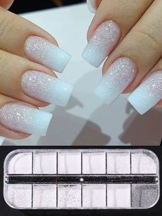 White Sparkle Nails, Nail Art Paillette, Nail Glitter Powder, Sugar Nails, Glitter Powder, Nail Glitter, Sparkle Nails, Diy Nail Art, Gem Nails