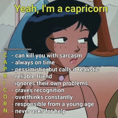 an image of a cartoon character saying yeah i'm a capricon