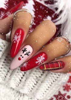 50 Red Christmas Nail Ideas That Are Sleighing This Season 114 50 Red Christmas Nail Ideas That Are Sleighing This Season Christmas Nail Inspo Aesthetic, Red Plaid Nails, Plaid Christmas Nails, Red Christmas Nail, Nail Art Noel, Christmas Nails Diy, Christmas Nail Ideas, Nail Art Halloween, Season Nails