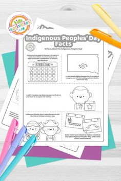 the indigenous people's day worksheet with markers and pencils