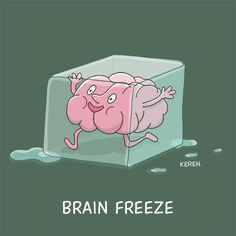 an image of a brain in a cube with the words brain freeze written on it