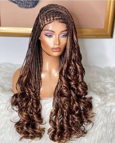 Braided Lacefront Wig, Full Lace Braided Wigs, Braided Frontal Wig, Box Braids Kids Hairstyles, Sangita Braids Hairstyles, Braided Wigs Styles, Wig Hairstyles With Braids, Braids On Wig, Braid Wig Hairstyles