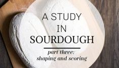 a wooden spoon with flour on it and the words, a study in sourdough part three shaping and storing