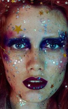 Models With Freckles, Iridescent Makeup, Disco Makeup, Jamie Nelson, Paint Makeup, New Year's Makeup, Boy Toy, Astrological Signs, Beauty Photoshoot