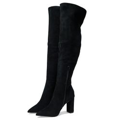 PRICES MAY VARY. Let onlookers praise your contemporary take on fashion as you step out wearing Steve Madden Blyss Boots. With a pointed toe silhouette, this over-the-knee footwear features zippered side closure and high-block heels. Suede upper. Synthetic lining and insole. Synthetic rubber outsole. Synthetic Rubber, Over The Knee Boots, Over The Knee, Black Suede, Steve Madden, Special Features, Block Heels, Boots, Heels