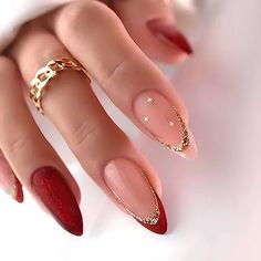 Red Press on Nails Almond Fake Nails Medium Shape Acrylic Nails AL French Red | eBay Glitter Manicure, Valentine Nails, Nagel Tips, Her Nails, Wedding 2024, Fancy Nails